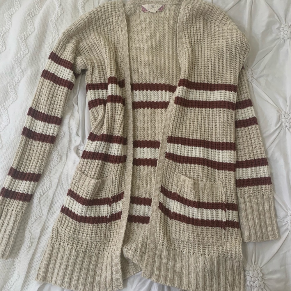 Beige stripped cardigain